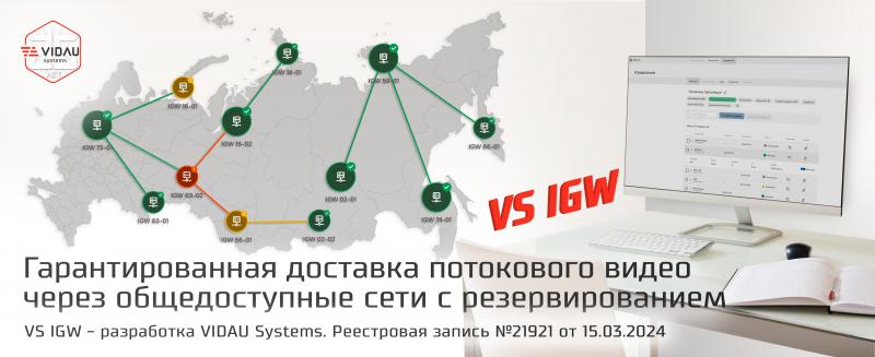 Гарантированная доставка потокового видео через общедоступные сети с резервированием – VS IGW 