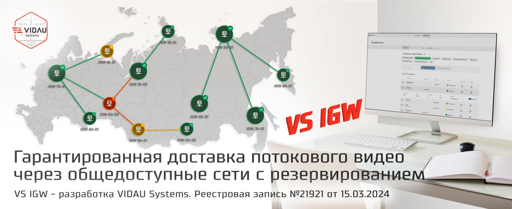 Гарантированная доставка потокового видео через общедоступные сети с  резервированием – VS IGW