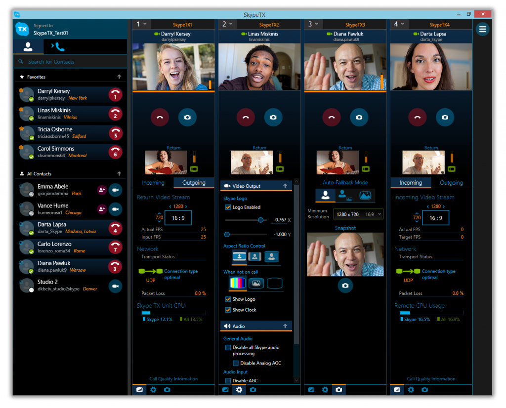 Контроллер Skype TX работает с устройством, обеспечивая непрерывную связь на профессиональном уровне.