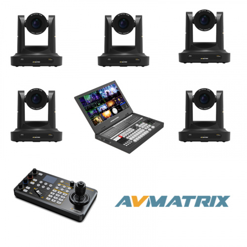 Комплект для прямых трансляций и стриминга AVMATRIX.2 из пяти PTZ-камер, контроллера и портативного микшера-стримера-лэптопа